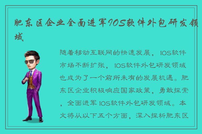 肥东区企业全面进军IOS软件外包研发领域