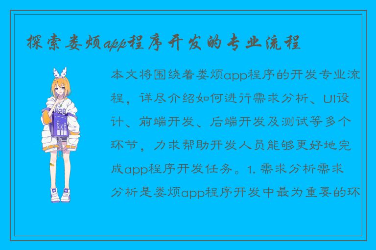 探索娄烦app程序开发的专业流程