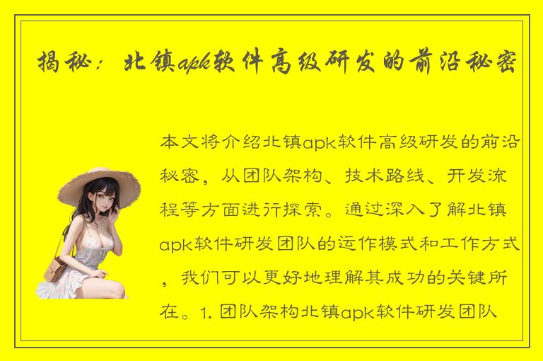 揭秘：北镇apk软件高级研发的前沿秘密