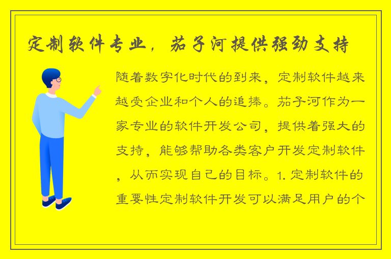 定制软件专业，茄子河提供强劲支持