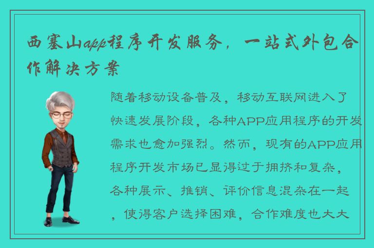 西塞山app程序开发服务，一站式外包合作解决方案