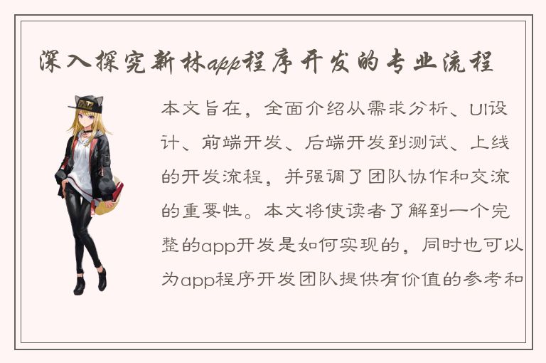 深入探究新林app程序开发的专业流程