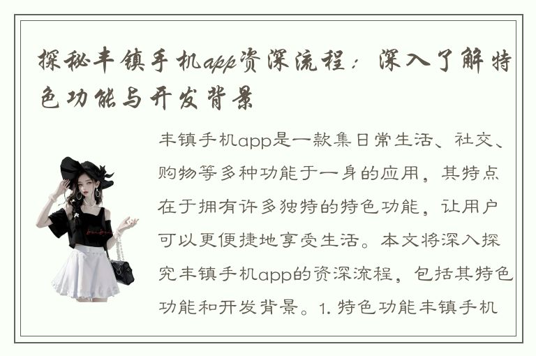 探秘丰镇手机app资深流程：深入了解特色功能与开发背景