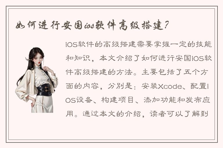 如何进行安国ios软件高级搭建？