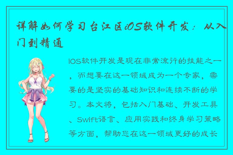 详解如何学习台江区iOS软件开发：从入门到精通