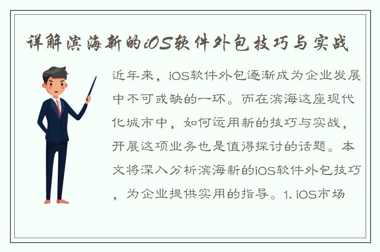 详解滨海新的iOS软件外包技巧与实战