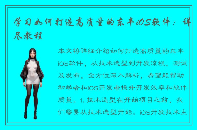 学习如何打造高质量的东丰iOS软件：详尽教程