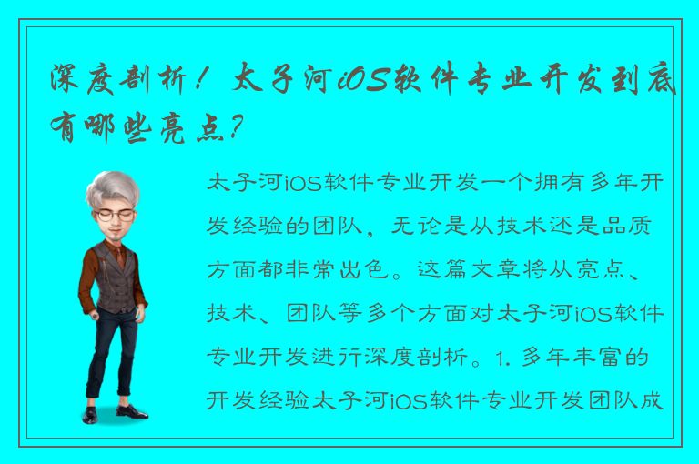 深度剖析！太子河iOS软件专业开发到底有哪些亮点？