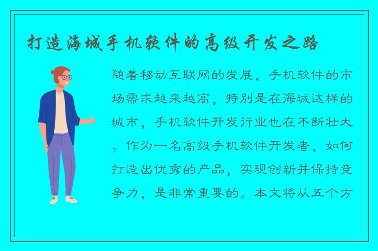 打造海城手机软件的高级开发之路