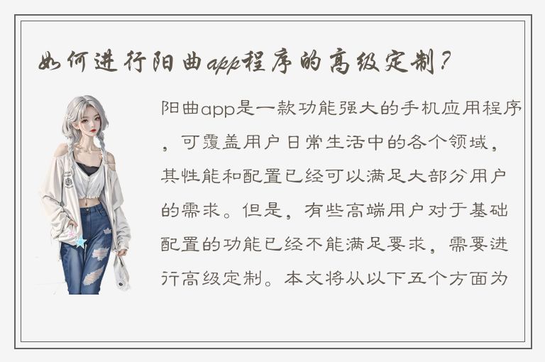 如何进行阳曲app程序的高级定制？