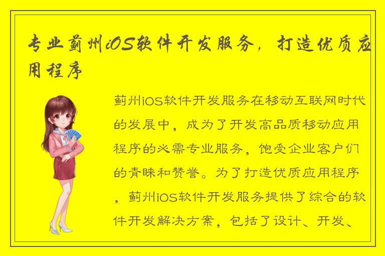 专业蓟州iOS软件开发服务，打造优质应用程序