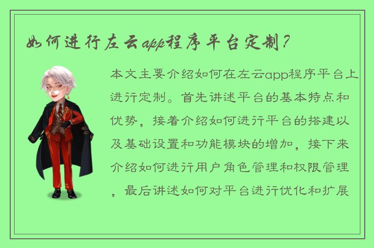 如何进行左云app程序平台定制？