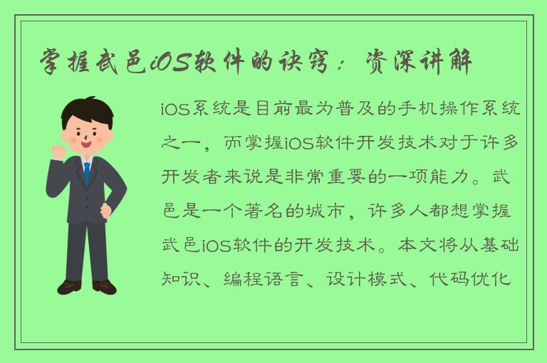 掌握武邑iOS软件的诀窍：资深讲解