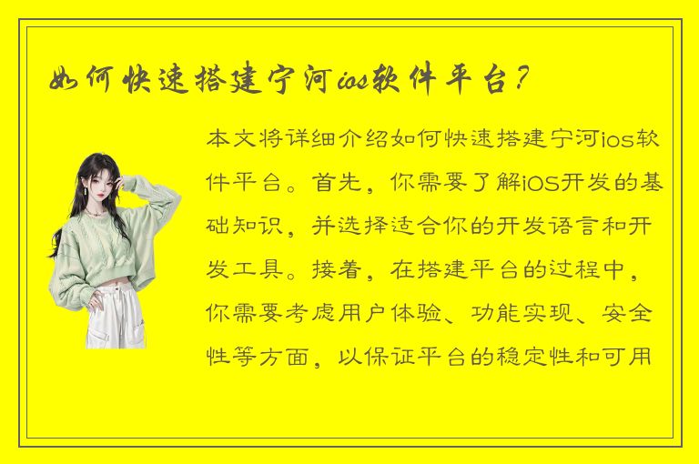 如何快速搭建宁河ios软件平台？