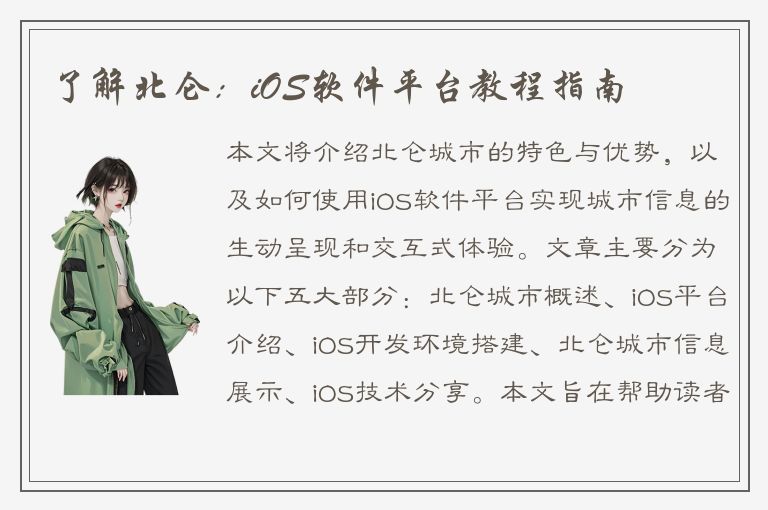 了解北仑：iOS软件平台教程指南