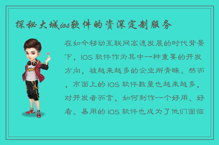 探秘大城ios软件的资深定制服务