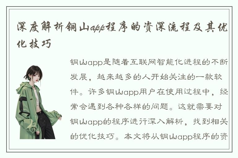 深度解析铜山app程序的资深流程及其优化技巧