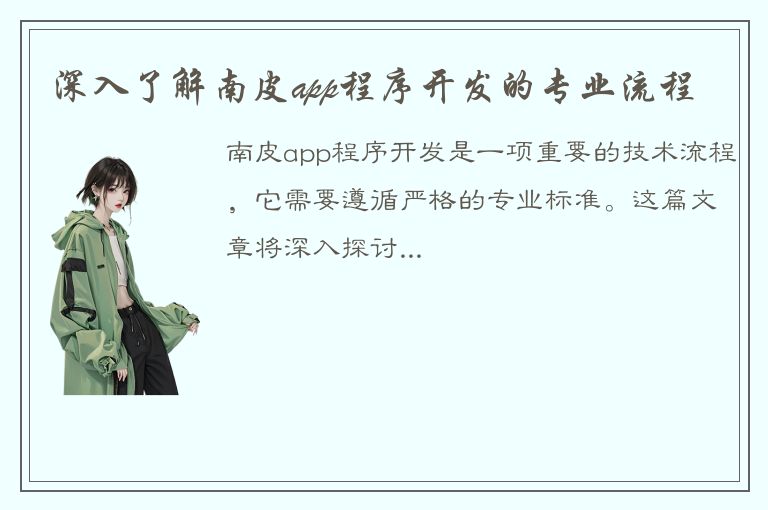 深入了解南皮app程序开发的专业流程