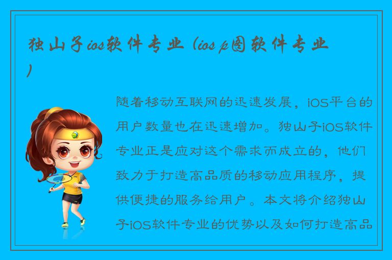 独山子ios软件专业 (ios p图软件专业)